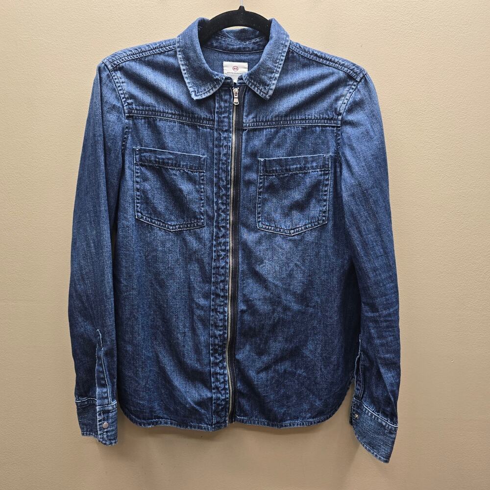 AG Adriano Goldschmied Denim Western Full Zip-Up Jacket Utility Blue Size Small